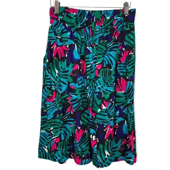Vintage 90s Abstract Jungle Floral Print Skirt Set Medium - Picture 3 of 14